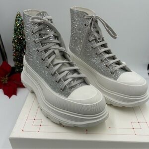 Men’s Alexander McQueen tread slick Crystal sneaker boots size 44 made in Italy